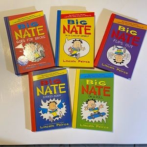 5 Big Nate books,Goes for Broke,Strikes Out,On a Roll, Flips Out.GUC see notes